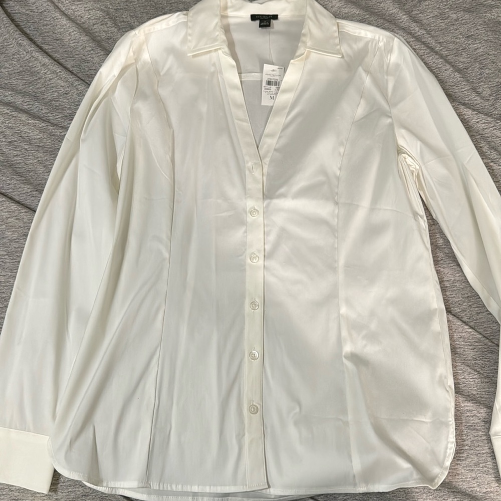 Ann Taylor Factory Button Up White Medium